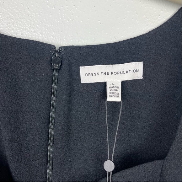 NEW Dress The Population Black Monroe Gown Sweetheart Crepe Side Slit Evening - Picture 9 of 12